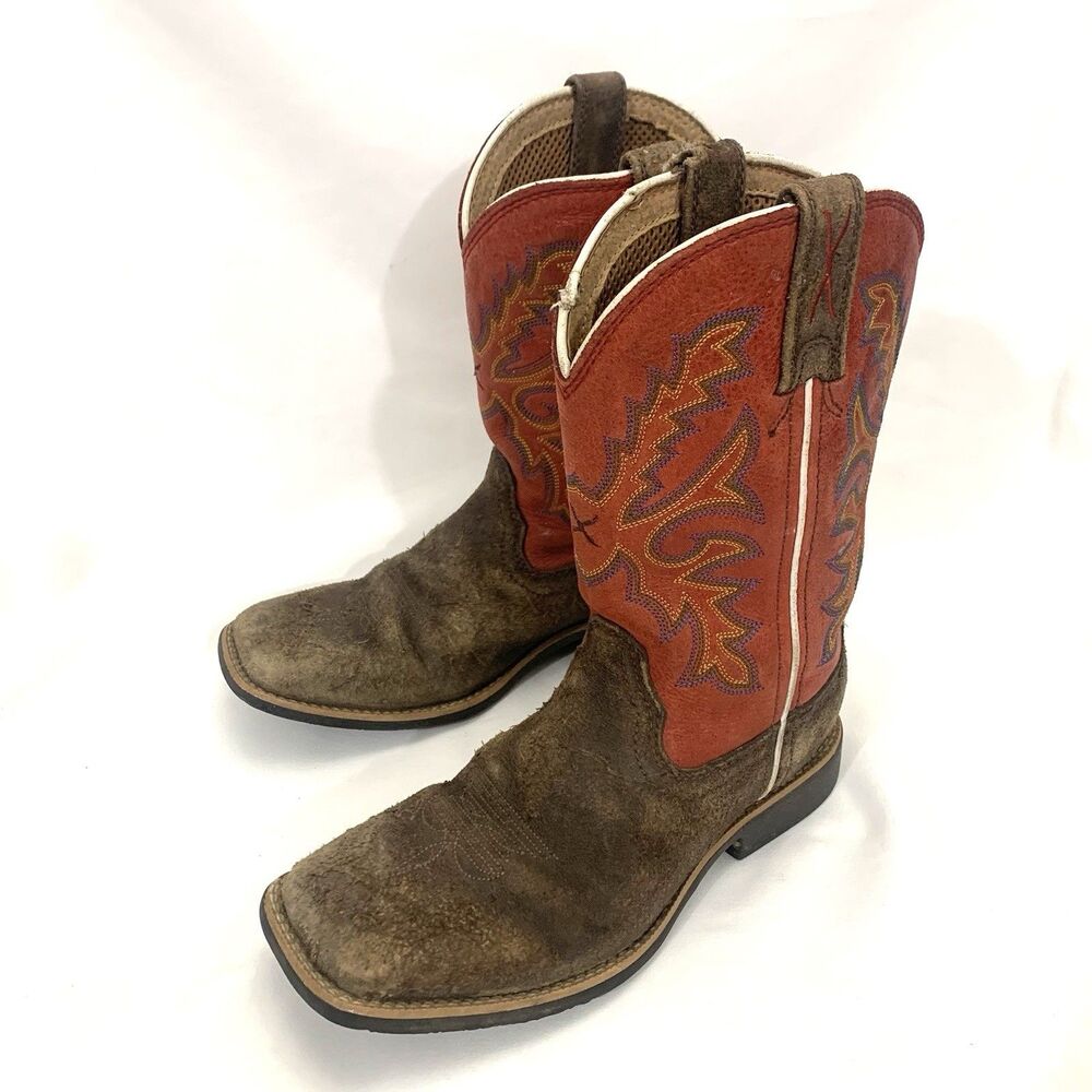 Twisted X Youth Kids Cowboy Boots Square Toe Western Old Work Boots Size 1M